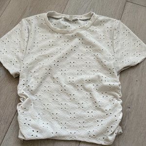 womens cropped top flower white